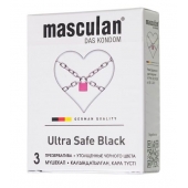 Ультрапрочные презервативы Masculan Ultra Safe Black - 3 шт. - Masculan - купить с доставкой в Ессентуках