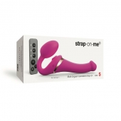 Ярко-розовый безремневой страпон Multi Orgasm Size S с клиторальной стимуляцией - Strap-on-me - купить с доставкой в Ессентуках