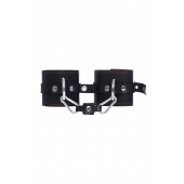 Черные кожаные однослойные наручники с контрастной строчкой - Pecado - купить с доставкой в Ессентуках