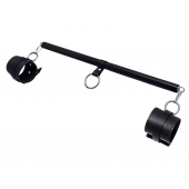 Черная распорка для ног с кожаными манжетами - Pecado - купить с доставкой в Ессентуках