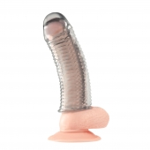 Текстурированная насадка на пенис Clear Textured Penis Enhancing Sleeve Extension - 16,5 см. - BlueLine - в Ессентуках купить с доставкой