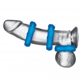 Комплект из трех голубых эрекционных колец 3-Pack Ribbed Rider Cock Ring Set - BlueLine - в Ессентуках купить с доставкой