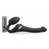 Черный безремневой страпон Multi Orgasm Size S с клиторальной стимуляцией - Strap-on-me - купить с доставкой в Ессентуках