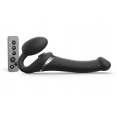 Черный безремневой страпон Multi Orgasm Size M с клиторальной стимуляцией - Strap-on-me - купить с доставкой в Ессентуках
