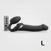 Черный безремневой страпон Multi Orgasm Size L с клиторальной стимуляцией - Strap-on-me - купить с доставкой в Ессентуках
