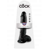 Реалистичный чёрный фаллоимитатор-гигант 10  Cock with Balls - 25,4 см. - Pipedream