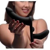 Черный вибрострапон Double Take 10X Double Penetration Vibrating Strap-on Harness - XR Brands - купить с доставкой в Ессентуках