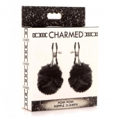 Зажимы для сосков с черным помпонами Pom Pom Nipple Clamps - XR Brands - купить с доставкой в Ессентуках