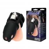 Черная клетка для пениса Silicone Small 2 in Cock Cage With Ball Divider - BlueLine - купить с доставкой в Ессентуках