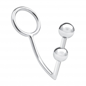 Кольцо на пенис с анальным стимулятором Two Bead Stainless Steel Anal Hook   Cock Ring - BlueLine - в Ессентуках купить с доставкой