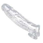 Прозрачная насадка для увеличения члена Realistic Clear Penis Enhancer and Ball Stretcher - 20,3 см. - XR Brands - в Ессентуках купить с доставкой