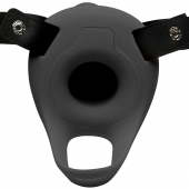 Черный полый страпон с вибрацией 2’’ Erection 28X Smooth Vibrating Silicone Penis Sheath - XR Brands - купить с доставкой в Ессентуках