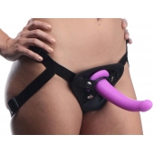 Лиловый поясной страпон Navigator Silicone G-Spot Dildo with Harness - 17,8 см. - XR Brands - купить с доставкой в Ессентуках