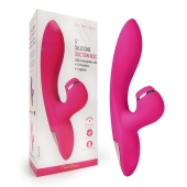 Розовый вибратор-кролик с вакуумной стимуляцией 5’’ Silicone Suction Kiss - 20,3 см. - Erokay