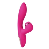 Розовый вибратор-кролик с вакуумной стимуляцией 5’’ Silicone Suction Kiss - 20,3 см. - Erokay