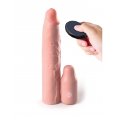 Телесная вибронасадка на член 3  Vibrating Mega X-tension with Remote - 22,9 см. - Pipedream - в Ессентуках купить с доставкой