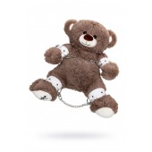 Бондажный набор: бурый мишка с белыми оковами и наручниками - Pecado - купить с доставкой в Ессентуках