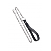 Поводок с ручкой из черной натуральной кожи и карабином для ошейника - Pecado - купить с доставкой в Ессентуках