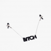 Зажимы на соски с кожаной подвеской Bitch - Crazy Handmade - купить с доставкой в Ессентуках