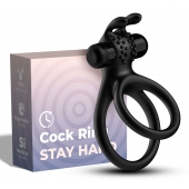 Черное эрекционное виброкольцо с подхватом мошонки Stay Hard - Boys of Toys - в Ессентуках купить с доставкой