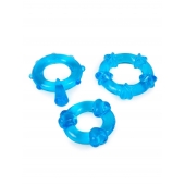 Набор из 3 синих эрекционных колец с различным рельефом - Erowoman-Eroman - в Ессентуках купить с доставкой