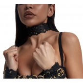 Черный ажурный чокер с золотистой фурнитурой - Crazy Handmade - купить с доставкой в Ессентуках