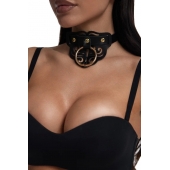 Черный чокер с клепками и золотистой фурнитурой - Crazy Handmade - купить с доставкой в Ессентуках