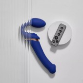 Синий безремневой страпон Multi Orgasm Bendable Strap-On size XL с клиторальной стимуляцией - Strap-on-me - купить с доставкой в Ессентуках