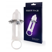 Эластичная насадка на пенис с подхватом мошонки и стимулирующими «ресничками» - Sextaz - в Ессентуках купить с доставкой