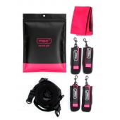 Черно-розовый эротический набор: фиксатор, оковы, наручники, повязка - Erokay - купить с доставкой в Ессентуках