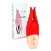 Красный мини-вибратор с раздвоенным кончиком - 12,3 см. - Erokay