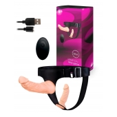 Женский страпон с 2 насадками, вибрацией и пультом ДУ - Erowoman-Eroman - купить с доставкой в Ессентуках