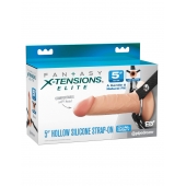 Телесный пустотелый фаллопротез 5’’ Hollow Silicone Strap-On - 14 см. - Pipedream - купить с доставкой в Ессентуках