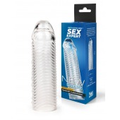 Прозрачная закрытая насадка на пенис с ребрышками - 16 см. - Sex Expert - в Ессентуках купить с доставкой