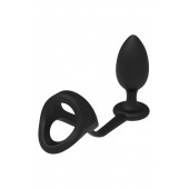 Черное эрекционное кольцо с анальной пробкой Cockstrap With Anal Plug - Dream Toys - в Ессентуках купить с доставкой