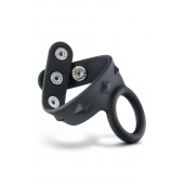 Черное эрекционное кольцо с подхватом мошонки на кнопках VS6 - Blush Novelties - в Ессентуках купить с доставкой