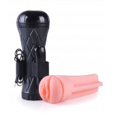 Телесный мастурбатор-вагина в черной колбе с вибрацией - Boys of Toys - в Ессентуках купить с доставкой