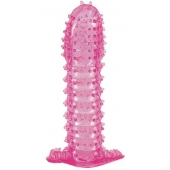 Гелевая розовая насадка с шипами - 12 см. - Toyfa Basic - в Ессентуках купить с доставкой