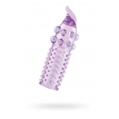 Гелевая фиолетовая насадка с шариками, шипами и усиком - 11 см. - Toyfa Basic - в Ессентуках купить с доставкой