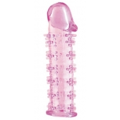 Гелевая розовая насадка на фаллос с шипами - 12 см. - Toyfa Basic - в Ессентуках купить с доставкой