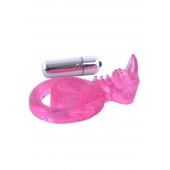 Розовая вибронасадка со стимулятор клитора   Язычок - Toyfa Basic - в Ессентуках купить с доставкой