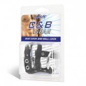 Утяжка на пенис на замочке Duo Cock And Ball Lock - BlueLine - купить с доставкой в Ессентуках