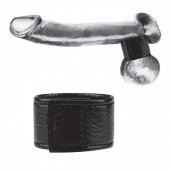 Чёрная утяжка на мошонку 1  Velcro Ball Stretcher - BlueLine - купить с доставкой в Ессентуках