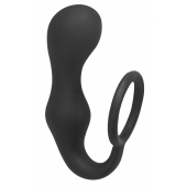 Чёрное эрекционное кольцо с анальной пробкой Double Pleasure Anal Plug - Lola Games - в Ессентуках купить с доставкой