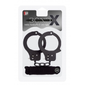 Чёрные наручники из листового металла в комплекте с веревкой BONDX METAL CUFFS LOVE ROPE SET - Dream Toys - купить с доставкой в Ессентуках