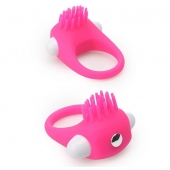 Розовое эрекционное кольцо с щеточкой LIT-UP SILICONE STIMU RING 5 - Dream Toys - в Ессентуках купить с доставкой