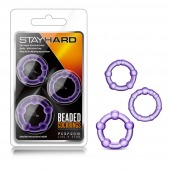 Набор из 3 фиолетовых эрекционных колец Stay Hard Beaded Cockrings - Blush Novelties - в Ессентуках купить с доставкой