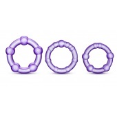 Набор из 3 фиолетовых эрекционных колец Stay Hard Beaded Cockrings - Blush Novelties - в Ессентуках купить с доставкой
