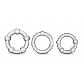 Набор из 3 прозрачных эрекционных колец Stay Hard Beaded Cockrings - Blush Novelties - в Ессентуках купить с доставкой