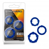 Набор из 3 синих эрекционных колец Stay Hard Beaded Cockrings - Blush Novelties - в Ессентуках купить с доставкой